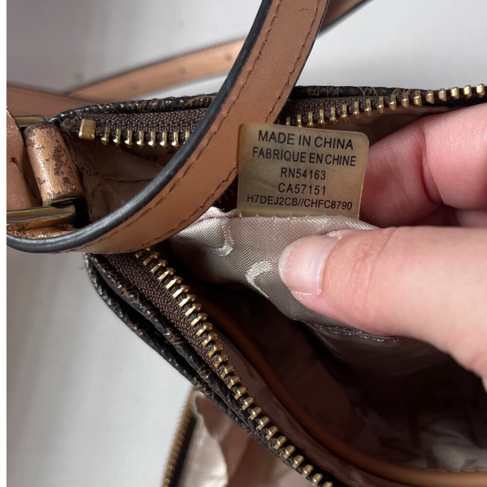 Calvin Klein Brown Monogram Crossbody Bag Zip Top Multi Pocket - Picture 8 of 10